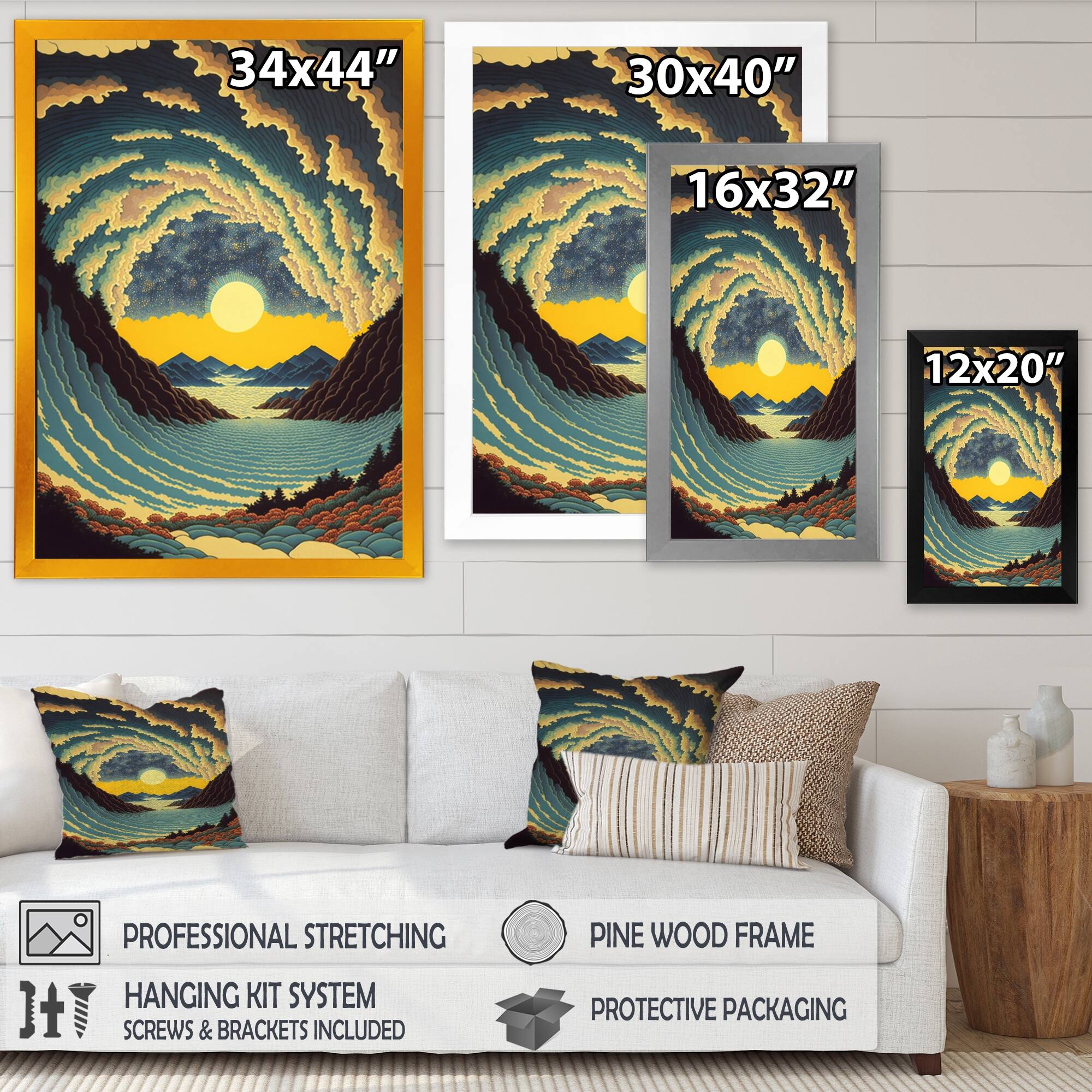 Designart "Sunrise Over The Mountaine Lake I" Landscape Mountains